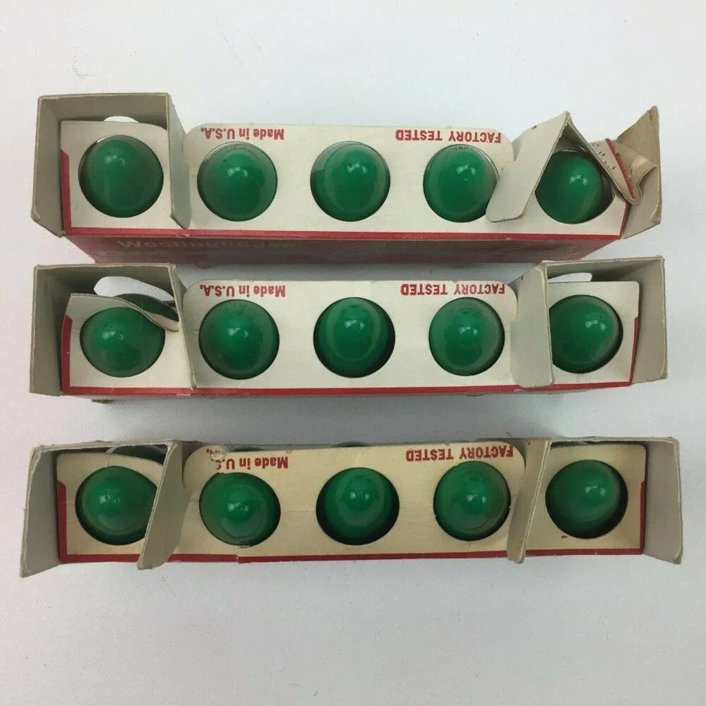 Vintage Westinghouse Christmas Bulbs D14 C-9 1/2 Green Replacements 15 Count